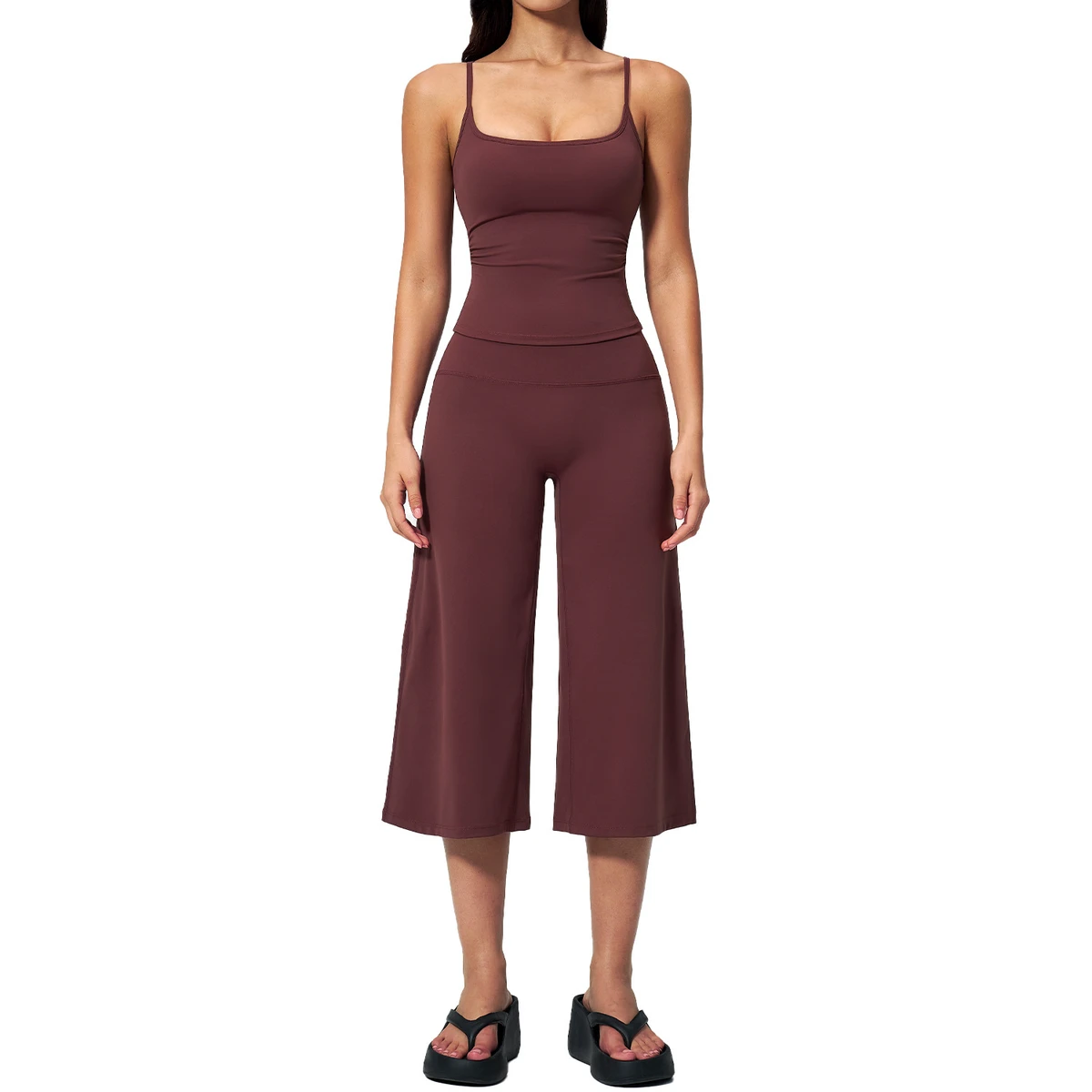 Breathable Yoga Bra Women Strappy Light Support Crew Neck Sleeveless Loose Fit Crop Top Workout Pilates Gym Fitness