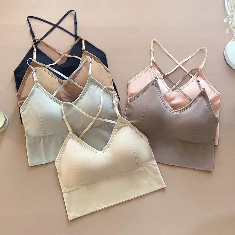 Best Quality Breathable Sweat Ladies Cross Strap Beautiful Back Seamless Sports Bra Young Girls