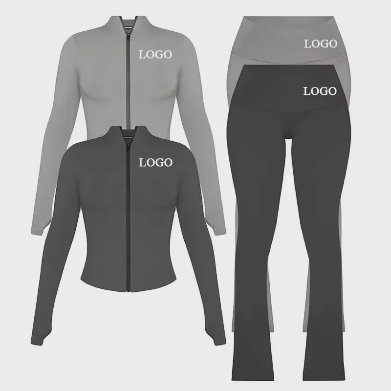 Custom Fitness Clothes Manufacturers For Gym Yoga Sets Leggings For Women's Clothing Hoodie And Pants Set 2 Pcs Set