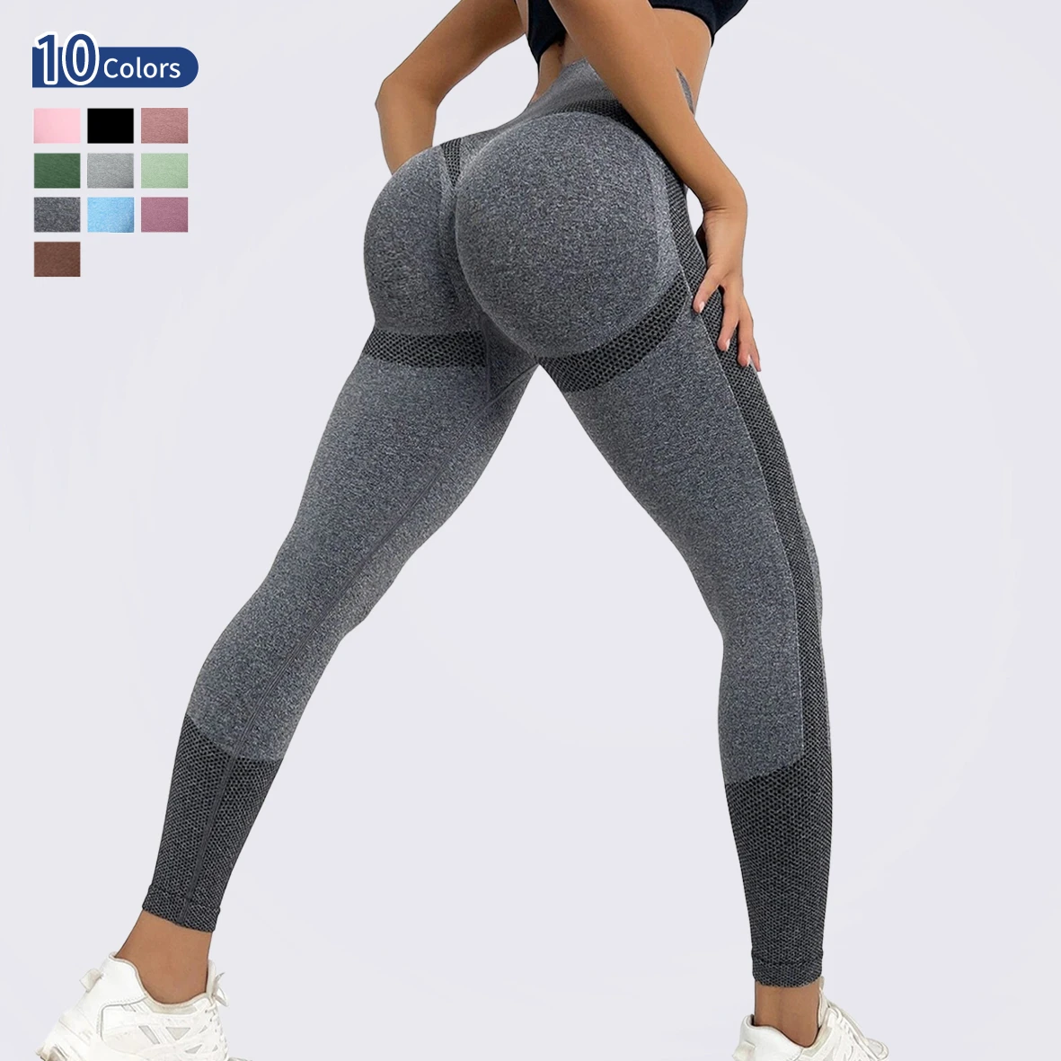 Wholesale Women's Seamless Yoga Leggings Bilateral Breathable Mesh Design High Waist Push Up Hip Lifting Sports Pants For Women