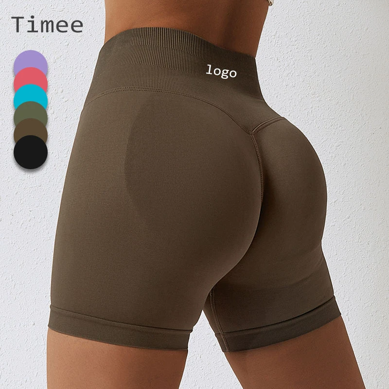 High Waist Seamless Yoga Pants Quick-drying Fitness Pants Women's Hip-lifting Tight Running Sports Three-point Shorts