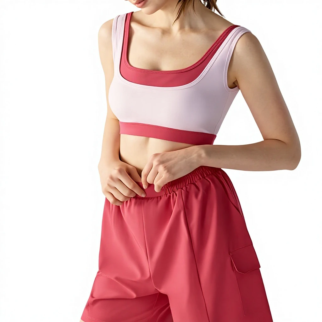 European American Breathable High Support Yoga Sports Bra with Crisscross Straps and Color Blocking Pattern for Women