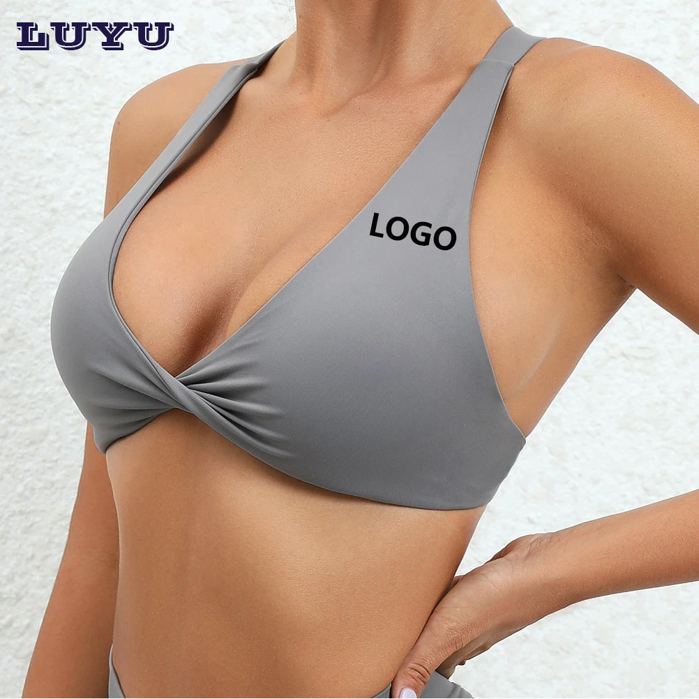 LUYU Custom LOGO Women's Cloud Feel Breathable Halter Sports Bra Cross Back Training Gym Fitness Bras Yoga Bra