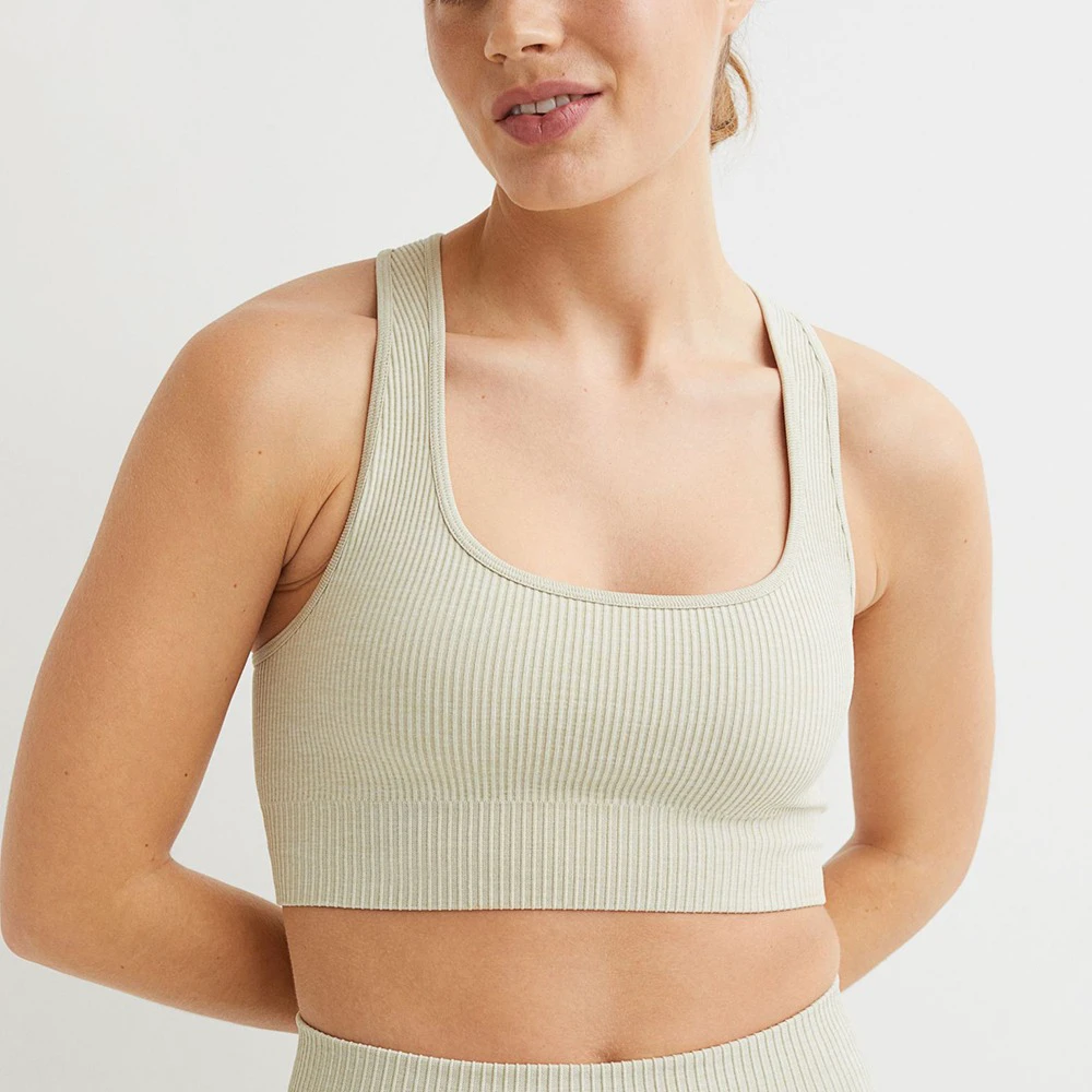Medium Support Seamless Reversible Simple Casual Sports Bra Spandex/Polyester Breathable Eco-Friendly Lightweight Plus Size