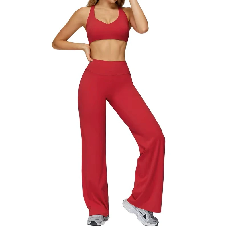 Custom Breathable Yoga Vest Top and Pants Women High Waist Loose Fit Elastic Waist Gym Fitness Sets Indoor Outdoor Jogging
