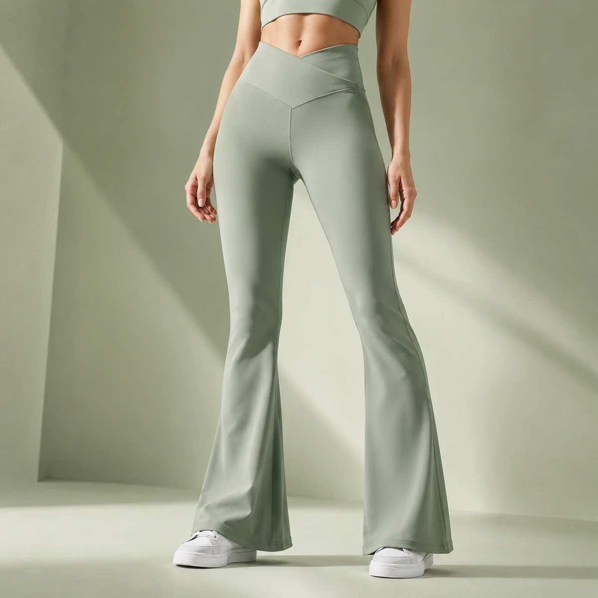 OEM/ODM High Waist Flare Yoga Pants Crossover V-Waist Tummy Control Bootcut Slim Fit Four-Way Stretch Breathable Workout Yoga