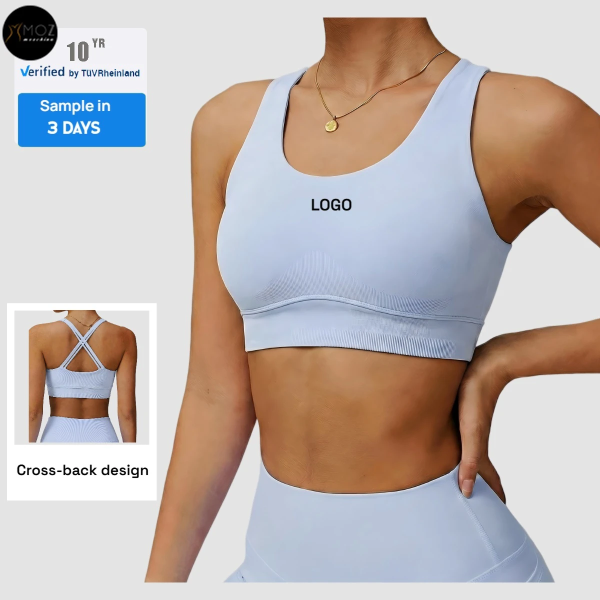 Women's Cross-Back Quick-Dry Sports Bra-High for Support for Running Yoga & Pilates 100% Nylon Front Logo Option