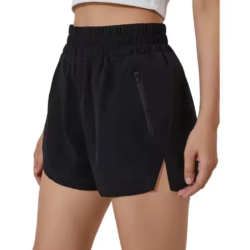 Ladies Sport High Waist Running Shorts Custom Logo Gym Workout Shorts With Elastic Pocket for Women Athletic Sports Shorts