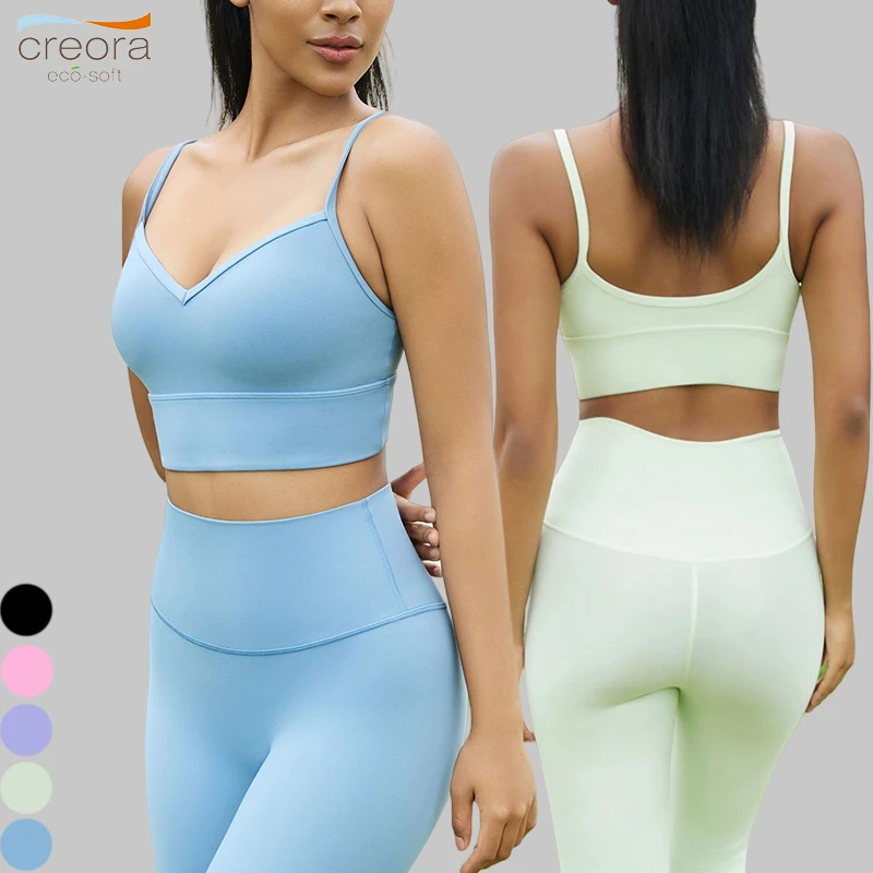 Custom Logo Breathable Removable Padding Sport Bras Sexy V-neck U Back Halter Fitness Bra Yoga Tank Top Sports Bra for Women