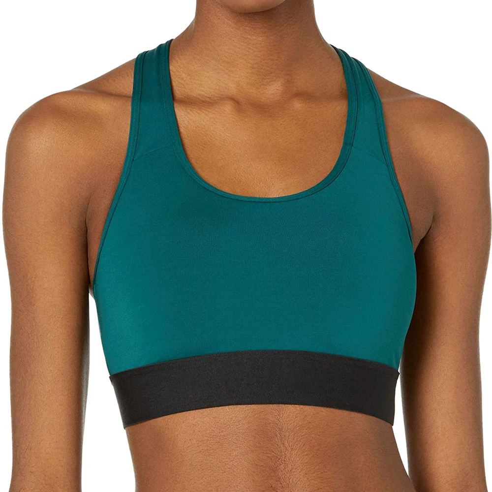 Wholesale Women's Lightweight High Support Cross Back Yoga Fitness Sports Bra with Front Logo Breathable Active Wear