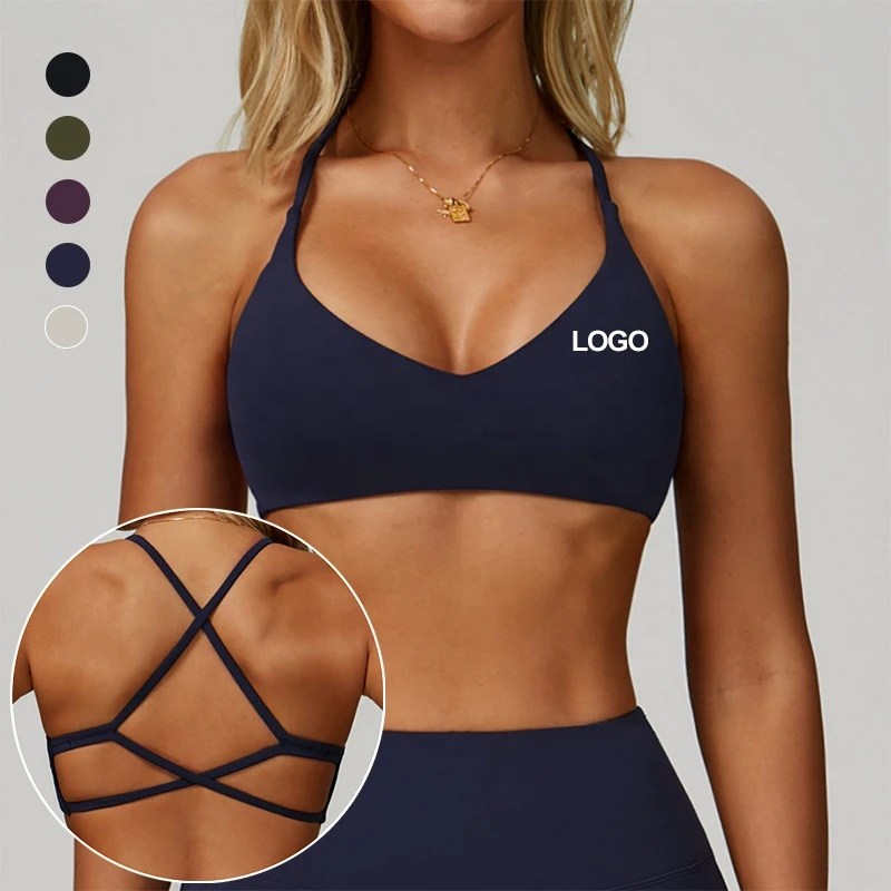 High Quality Women's Cross Back Strappy Sports Bra Buttery Soft Gym Wear Running Active Top Breathable Yoga Sports Crop Tops