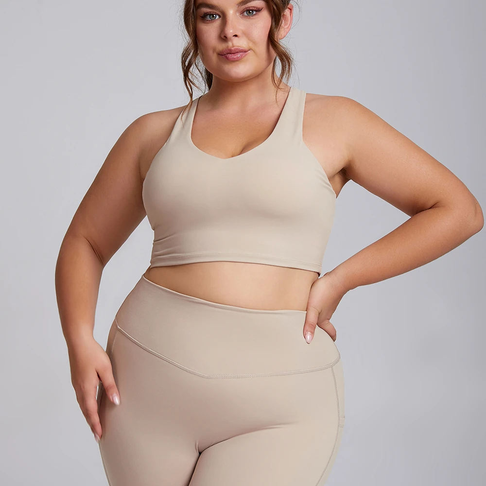 Custom Logo Medium Support Plus Lightweight Breathable Yoga Sport Bra Gym Fitness Crop Top Sexy Padded Sports Bra Women