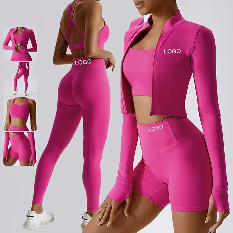 Custom LOGO 3 Pcs Suit Sports Clothes Women's Athletics Fitness Yoga Wear Workout Clothing Yoga Sets For Woman Gym Fitness Sets