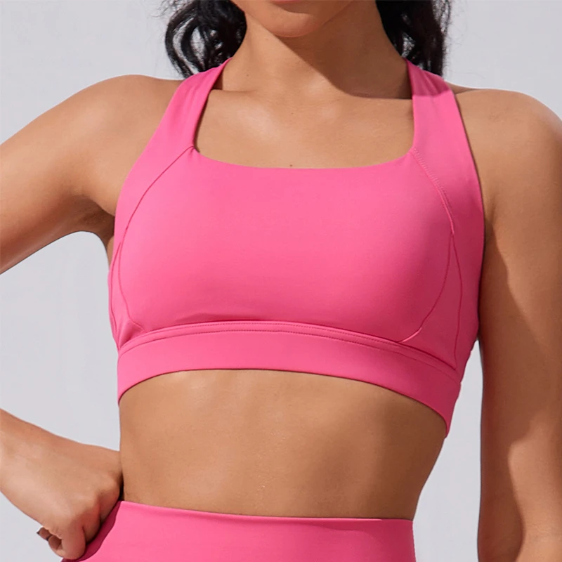 Best Selling Woman Workout Training Gym Bra Top for Women Yoga Sports Bra With Wide Back Crossover Strap