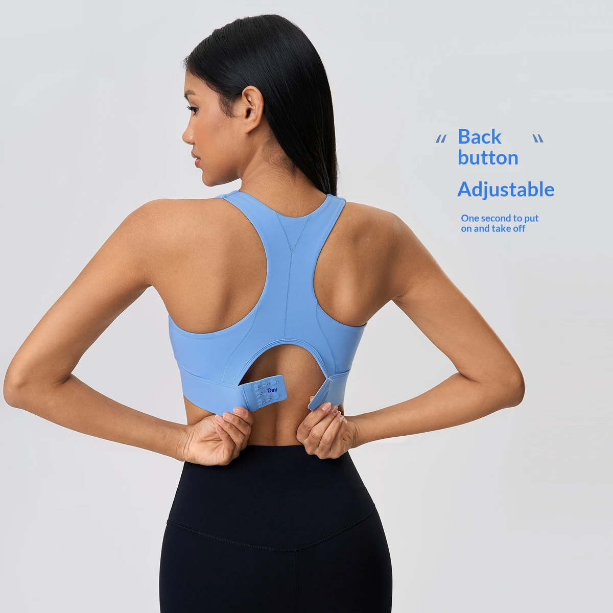 Women's Breathable Racerback Sports Bra with Semi-Fixed Cups Back Clasp High for Protection for Yoga in Spandex/Nylon D25065