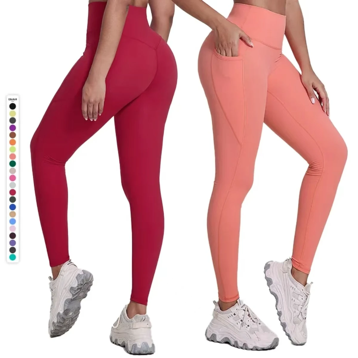 SHINBENE High Waist Yoga Pants Women Tummy Control Butt Lifting Workout Leggings Gym Fitness with Pockets