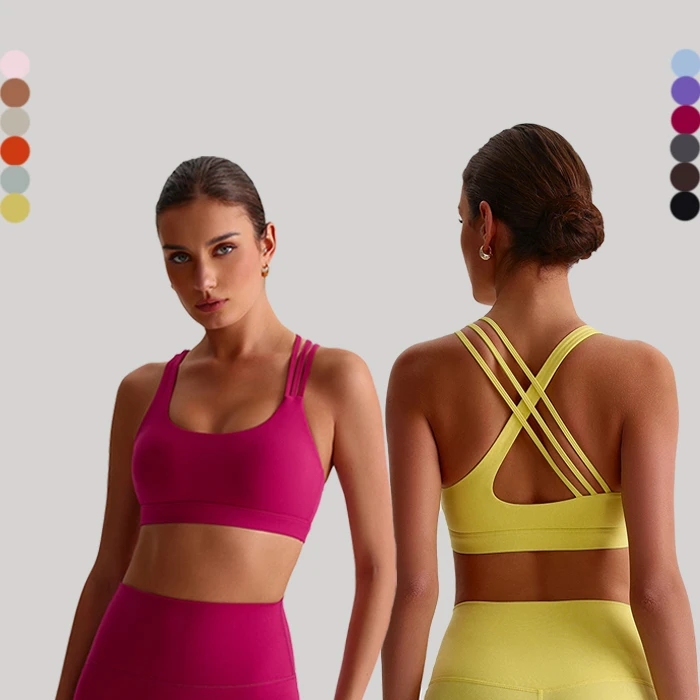 Second Skin Cross Back Strappy Sports Bra Breathable Moisture Absorbing Sports Bra High Stretchy Sports Bra for Women