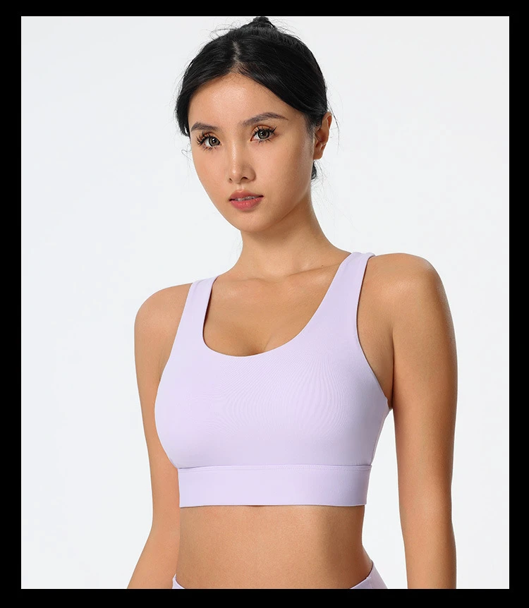 Women's High Support Yoga Sports Bra Padded Cups Adjustable Cross Back Straps Breathable Spandex/Nylon Crew-Neck