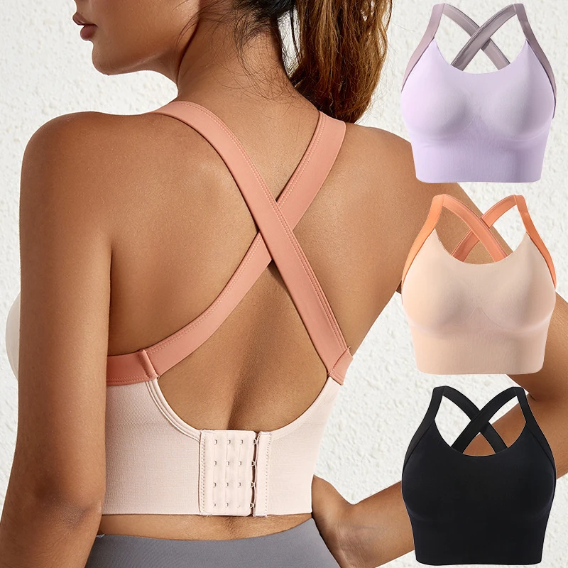 Factory Direct High-quality Sports Vest Yoga Gym High-elastic Sports Bra With No Rims to Absorb Sweat Comfortably.