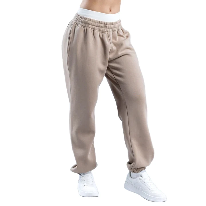New Arrivals 2026 High Quality Women's Casual Pleated Straight Elastic Waist Mid Heavyweight Fleece Pants