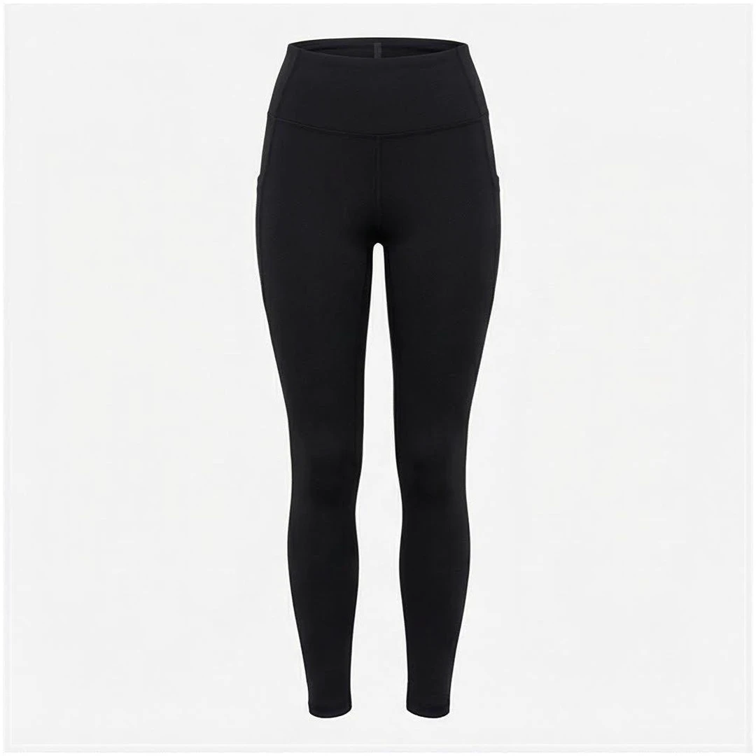 High Waist Full Length Solid Black Yoga Leggings Seamless Four-Way Stretch Spandex Polyester Women's Sportswear