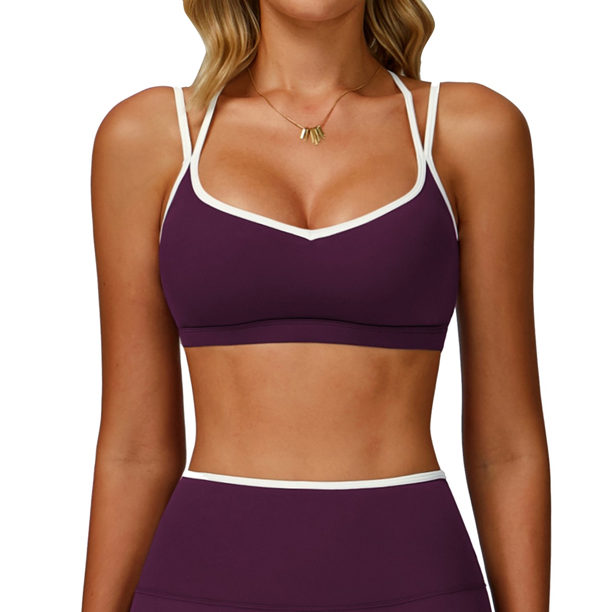 Lightweight Racerback Sports Bra Quick-Dry Athletic Crop Top Quick-Dry Gym Padded Adjustable Solid Color Print Plus Size Girls