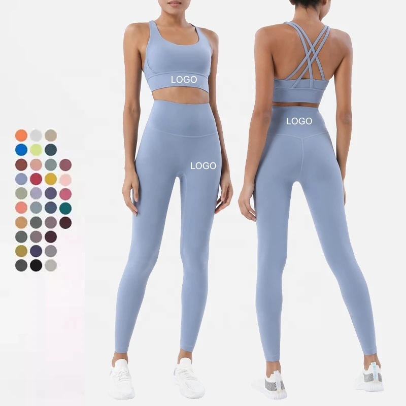 Asia Size CK919 WX22 Wholesale Athletic Wear High Waisted Spandex Nylon Leggings and Sports Bra Active Wear Supplier