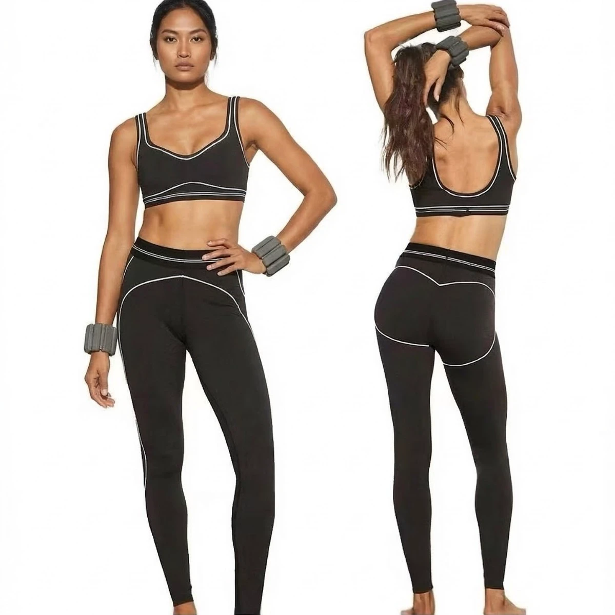 For Solid Breathable Wrinkle-Resistant High-Waisted Ankle-Length Yoga Pants & Sports Vest Two-Piece Set for Women
