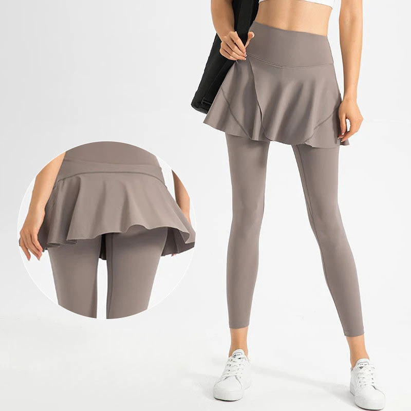 Custom LOGO Activewear GYM Sport Wear Slim Long Pants Yoga Leggings Build a Skirt Dress for Women