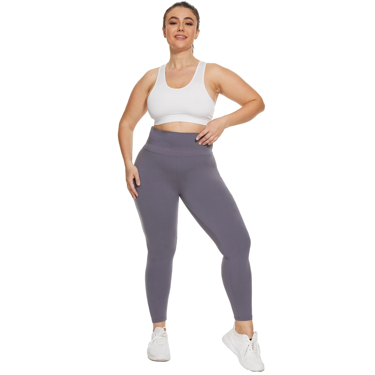 Ladies Wholesale Custom Logo Polyester Spandex Yoga High Waist Pants Soft Breathable Comfortable Plus Size Leggings for Women