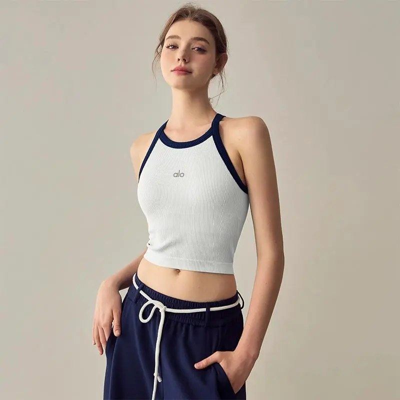 Sports Fitness Yoga Wear Quick Dry Slim Fit Crop Tops for Women Wholesale Basic Vest with Bra Cups High Impact Yoga Bra