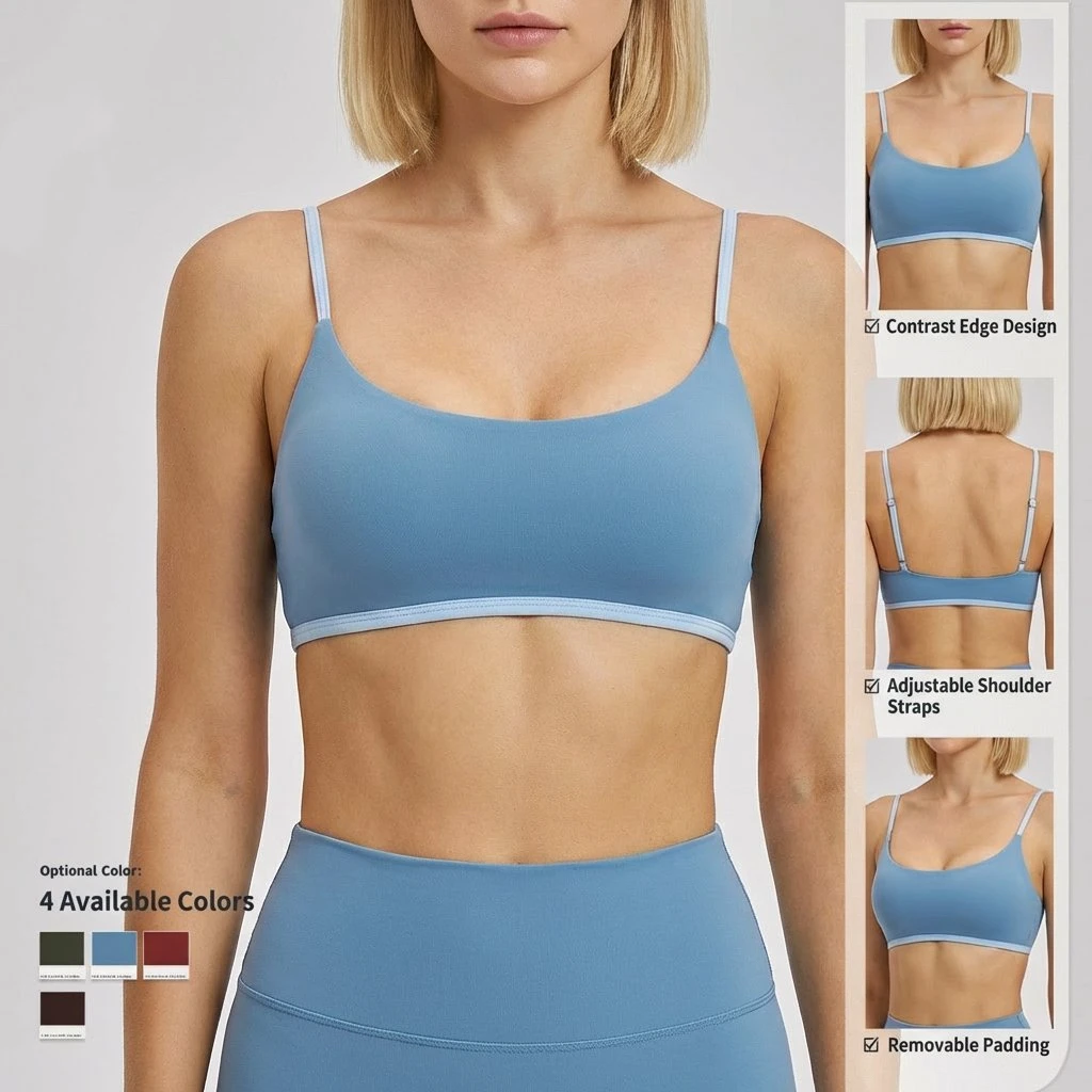 Custom logo Contrast Color Adjustable Straps High Support High Elastic Athleisure Running Yoga Sport Bra Ropa Deportiva Mujer