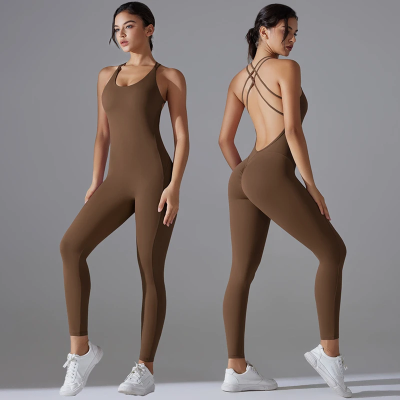 Suspender Yoga Suit Beautiful Back Jumpsuit Peach Lifting Buttocks Tight Fitting Running Quick Drying Sports Halter Neck