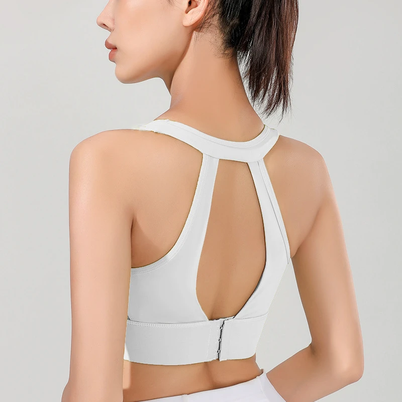 Sexy Open Back High Supportive Sports Bras with Molded Chest Pads, Custom 3XL Plus Size High Impact Gym Bra Luxury Activewear