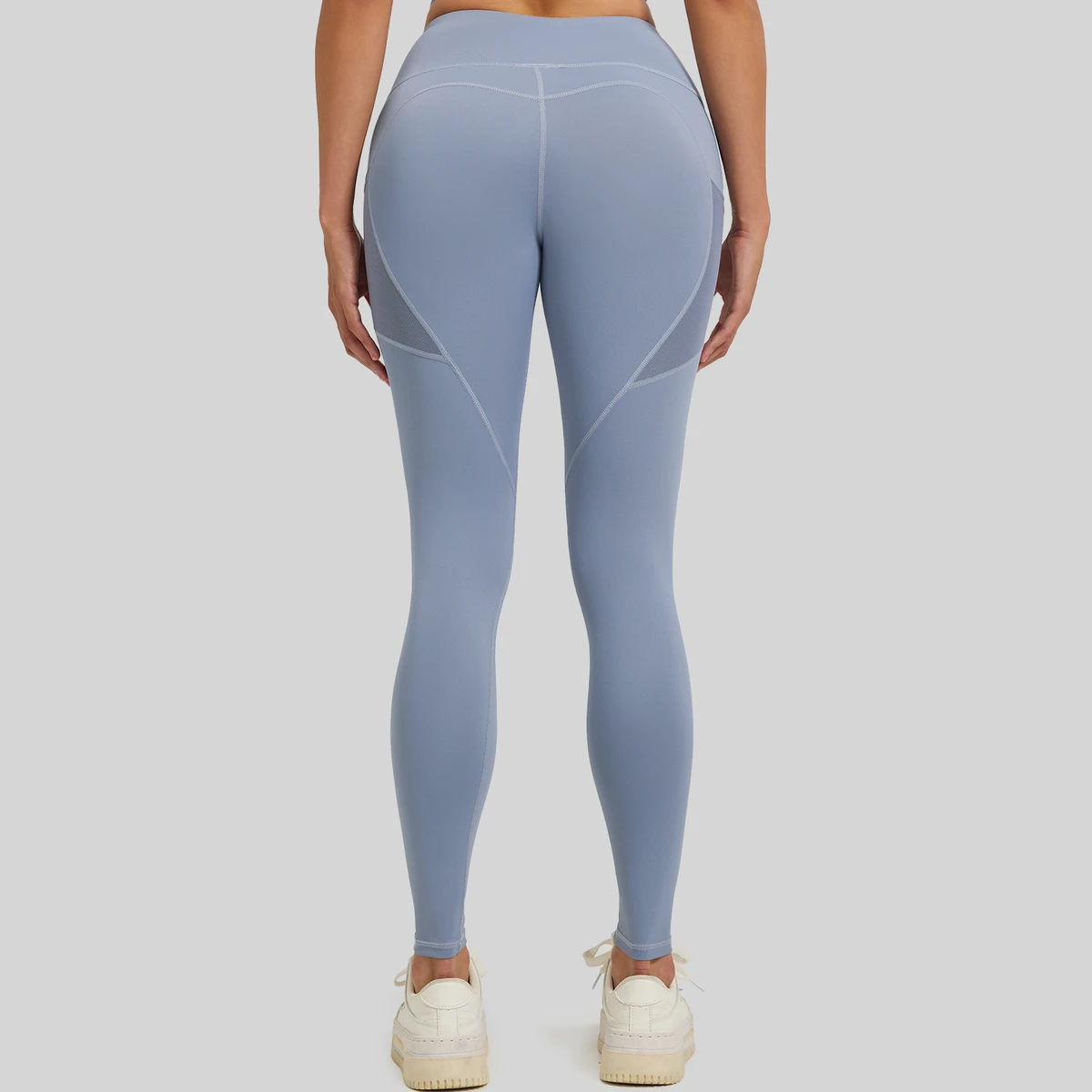 Mesh Side Pocket Sports Fitness Trousers Running Elastic High Waist Hip Yoga Pants Women's Thin Tummy Control