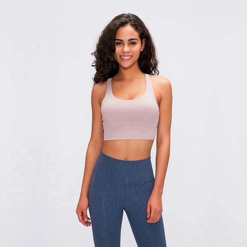 Women's Yoga Sports Bra with Spandex/Polyester Medium Support Adjustable Straps Breathable Front Logo Position