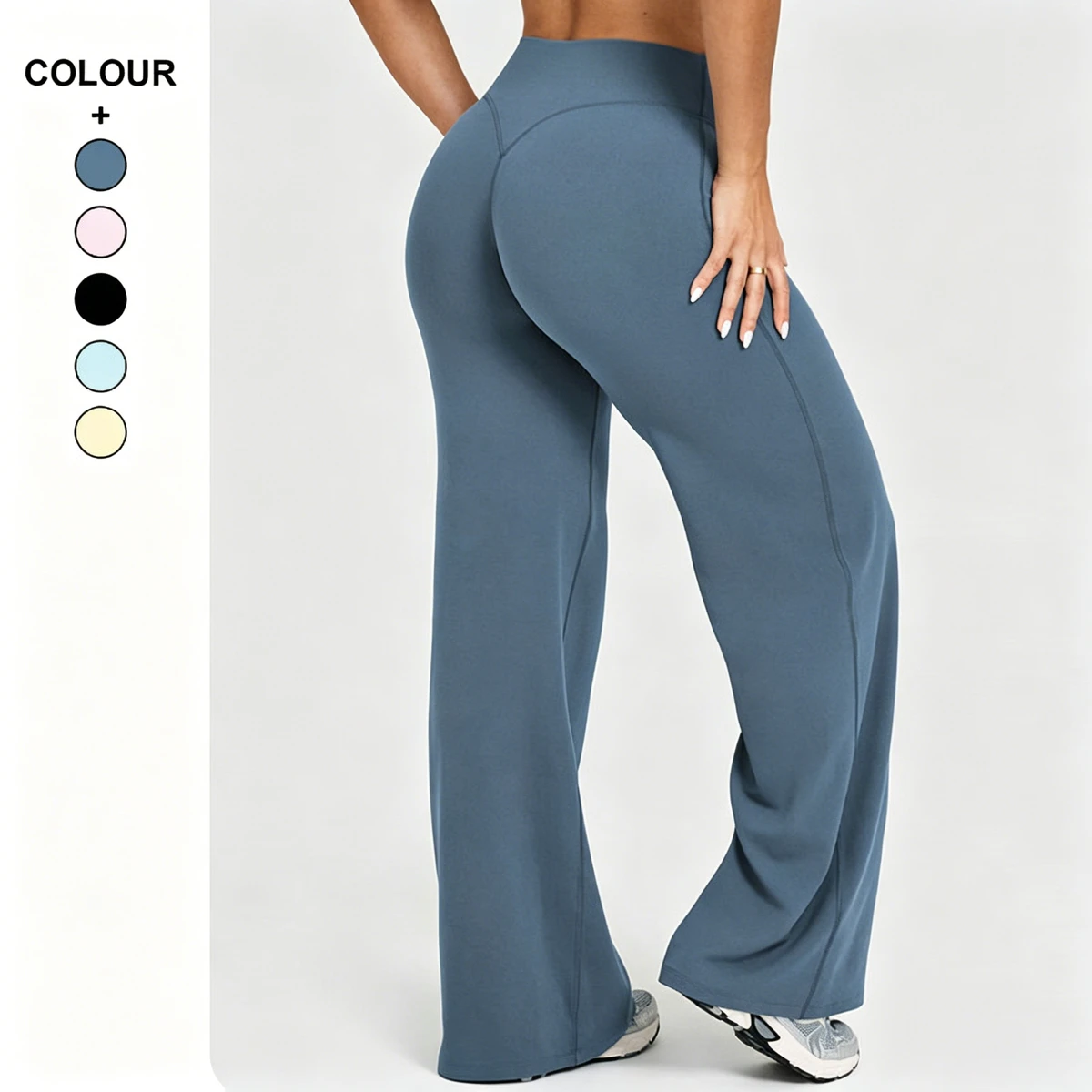 Jyn Custom Logo High Waist Quick Drying Hip Lifting Yoga Pants Tight Wide Leg Flared Pants Women Gym Sports Fitness Leggings