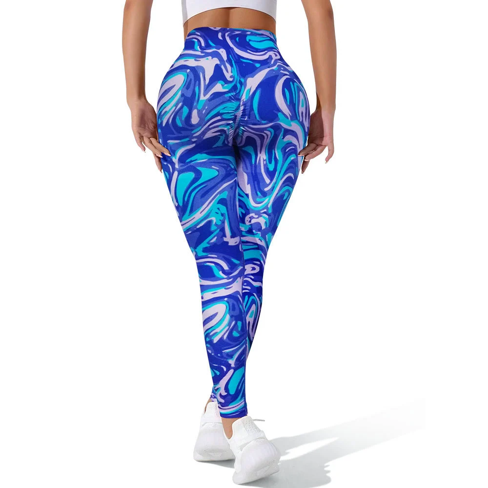 Women's Swirl Print High Waist and Breathable Leggings Stretchy Breathable Figure Flattering for Yoga and Fitness