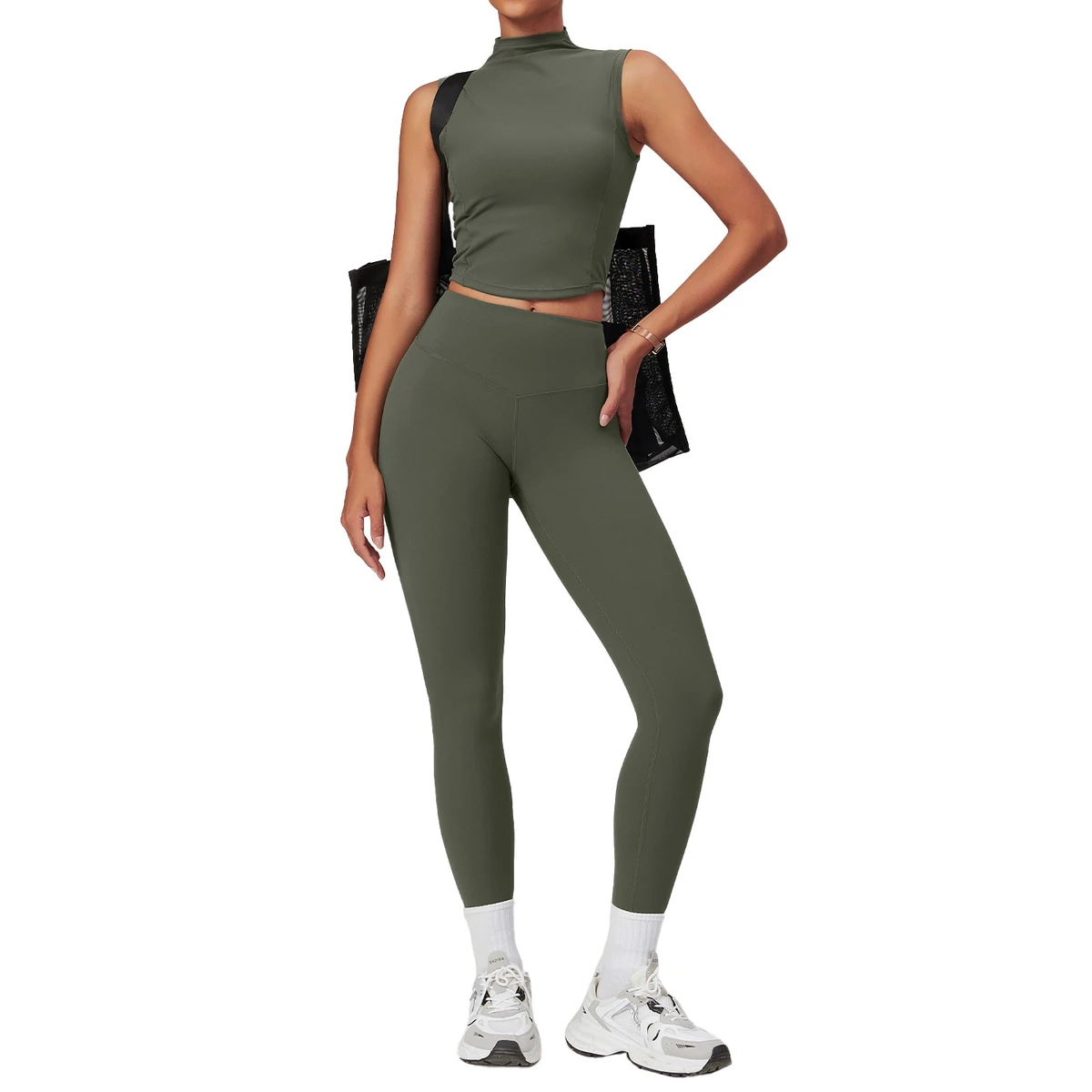 Solid Seamless Eco-Friendly Lightweight Women's Slimming Yoga Suit 2-Piece Set Spandex/Nylon Four-Way Stretch High Elastic Quick