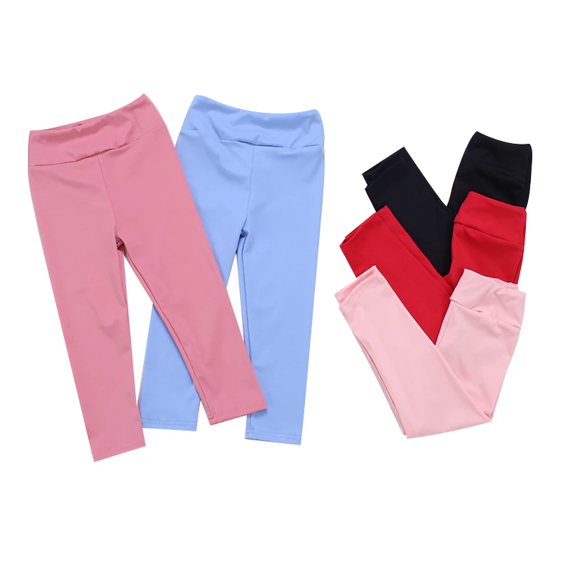 OEM/ODM Girls' Solid Leggings Legging Polyester/spandex Legging Lembut Untuk Anak Perempuan