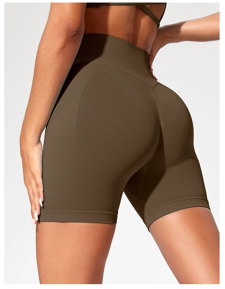 Peach Hip Belly Yoga Pants Women's Thin High Waist Tummy Control Elastic Waist Three-Point Sports Shorts Spandex/Nylon