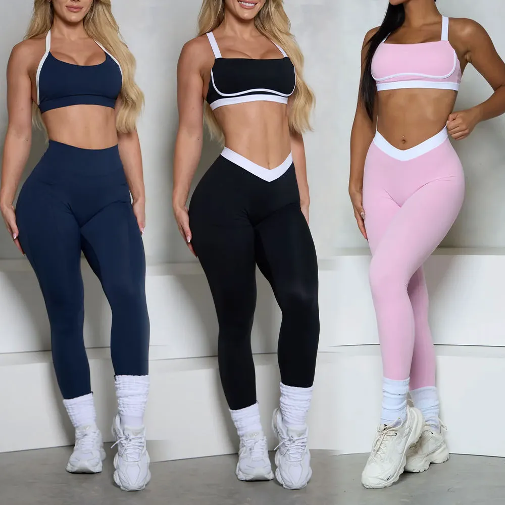 Women's 2-Piece Solid Color High Elastic Waist Sweat-Wicking Quick Dry Breathable Plus Size Workout Active Wear Set for Gym Yoga