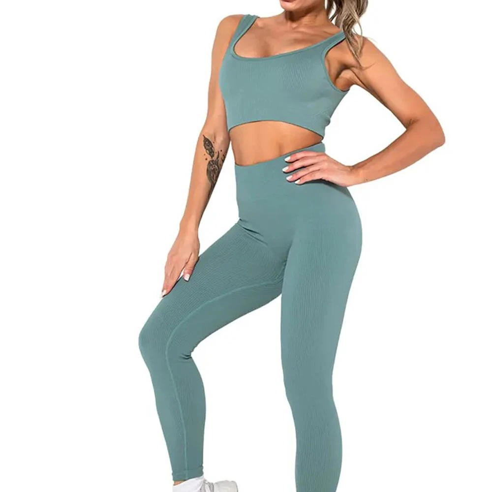 Women's High Waist Full Length Leggings Solid Color Stretch Breathable Sporty Knitted Yoga Pants