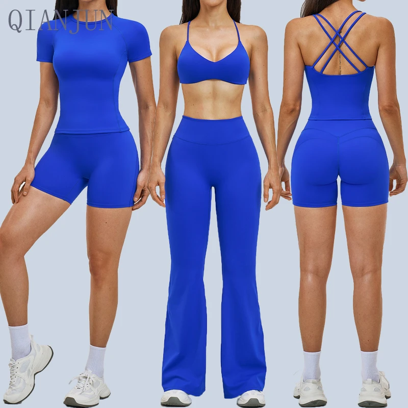 Wholesale Gym Clothing Yoga Suit Cross Strap Sports Vest Set High Waist Butt Lifting Yoga Sets for Women Quick Dry