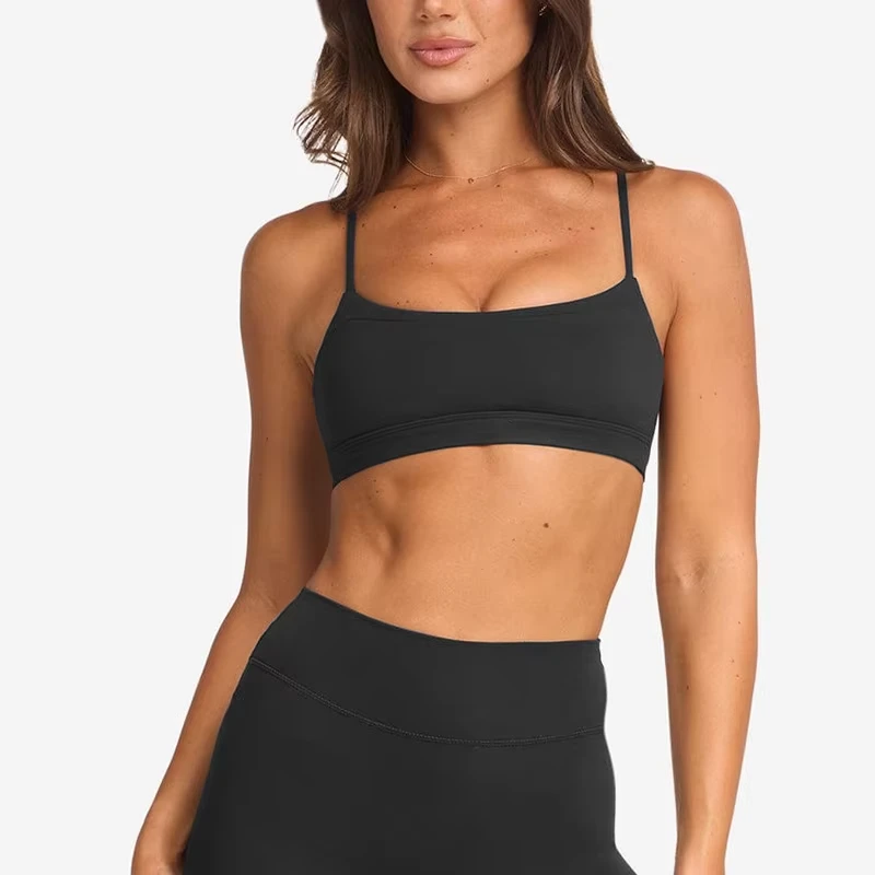 Custom 4-way Stretch Sweat Wicking Sexy Removable Crossover Adjustable Sports Yoga Bra Anti-Pilling Nylon Spandex