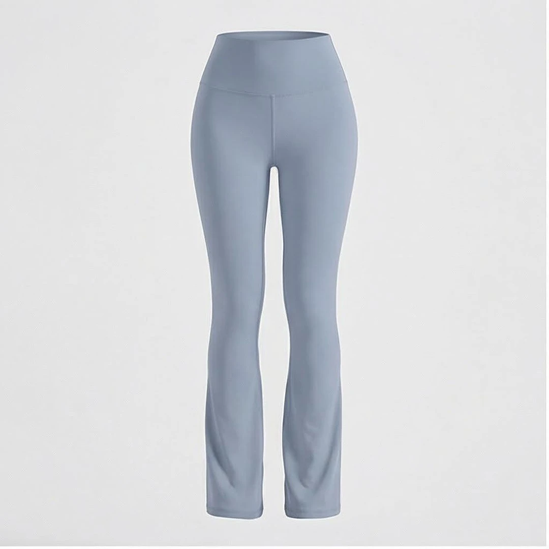 High Waist Flared Leg Ankle-Length Yoga Pants Solid Color Seamless Four-Way Stretch Women's Activewear