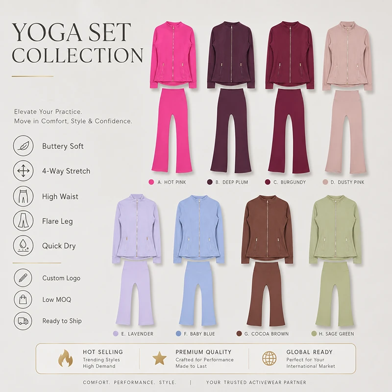 Fitness Yoga Suit Consists Of Top And Flared Pants High Elastic Fabric Lightweight Sport Outfit Perfect For Exercise Training