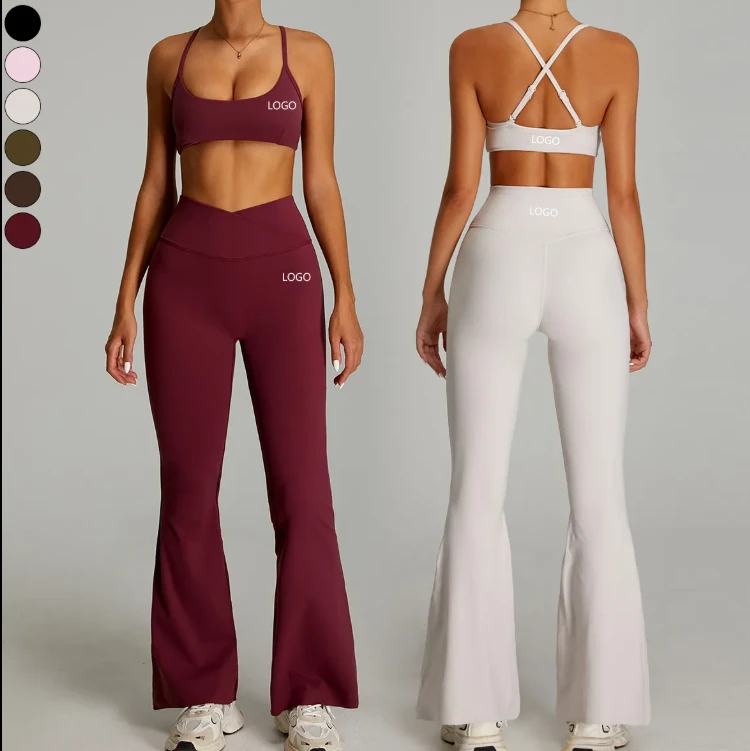 Hot Sale High Quality Adjustable Strap Bra High Waist Breathable Fitness Pants Wholesale Yoga Gym 2 Piece Set