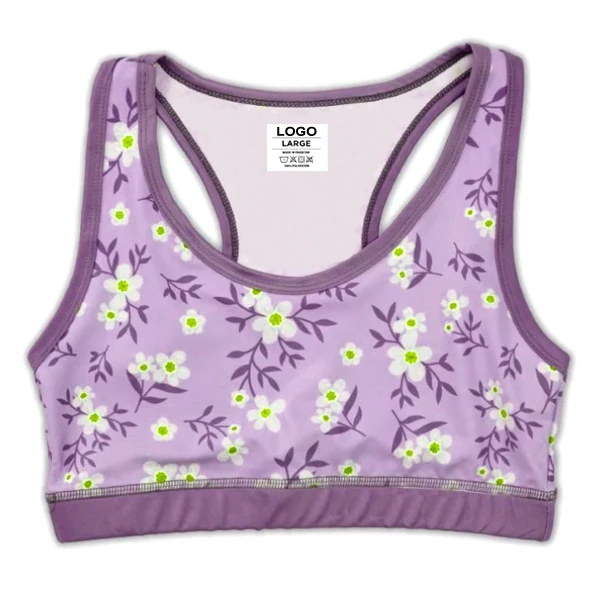 Women's 2026 Yoga Sports Bra Y-line Straps Medium Support Floral Pattern Removable Chest Pad Breathable Spandex/Polyester Large