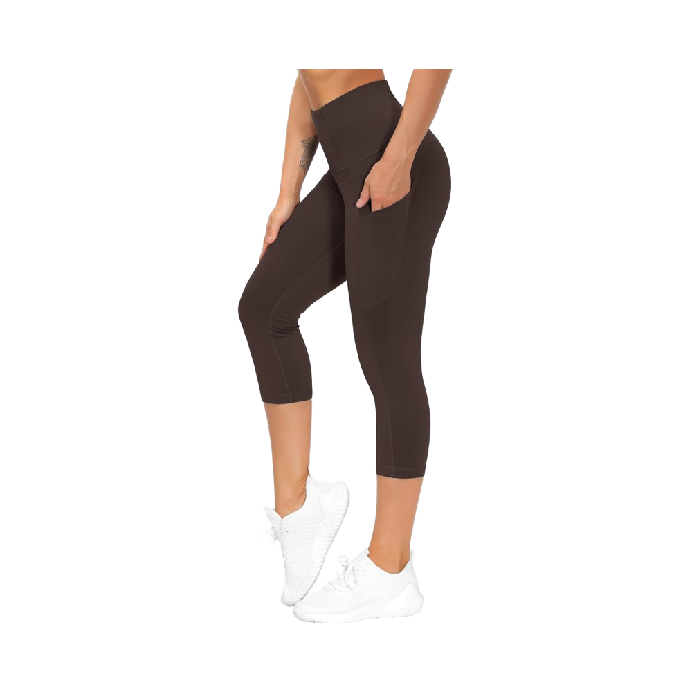 GYM PEOPLE Thick High Waist Full Length Polyamide Yoga Pants Pockets Tummy Control Color Blocking Workout Running Leggings for